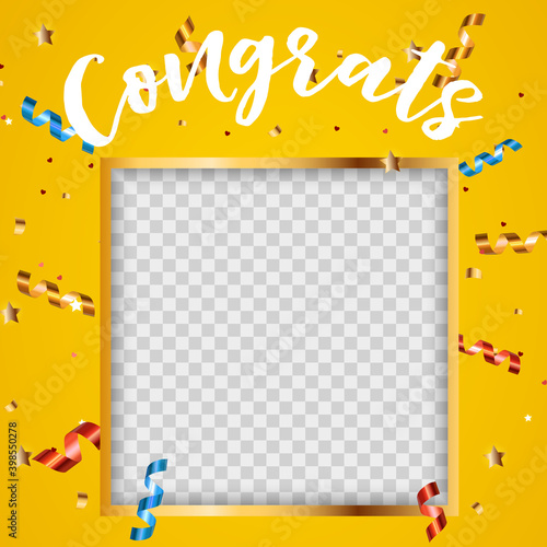 Congratulations design template background. Vector illustration. Square Template for social networks and messengers. EPS10