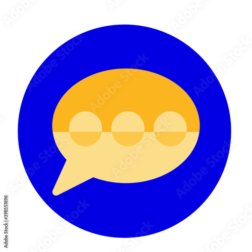 Flat color speech bubble icon on blue background. Fully editable. Royalty free.	
