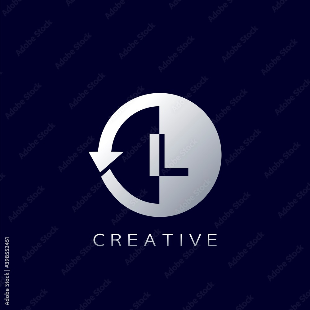 Circle Arrow Letter L Geometrical Logo Negative Space Vector Design Circle Arrow Letter L Geometrical Logo Negative Space Vector Design