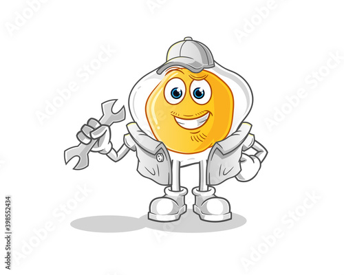 fried eggs mechanic cartoon. cartoon mascot vector