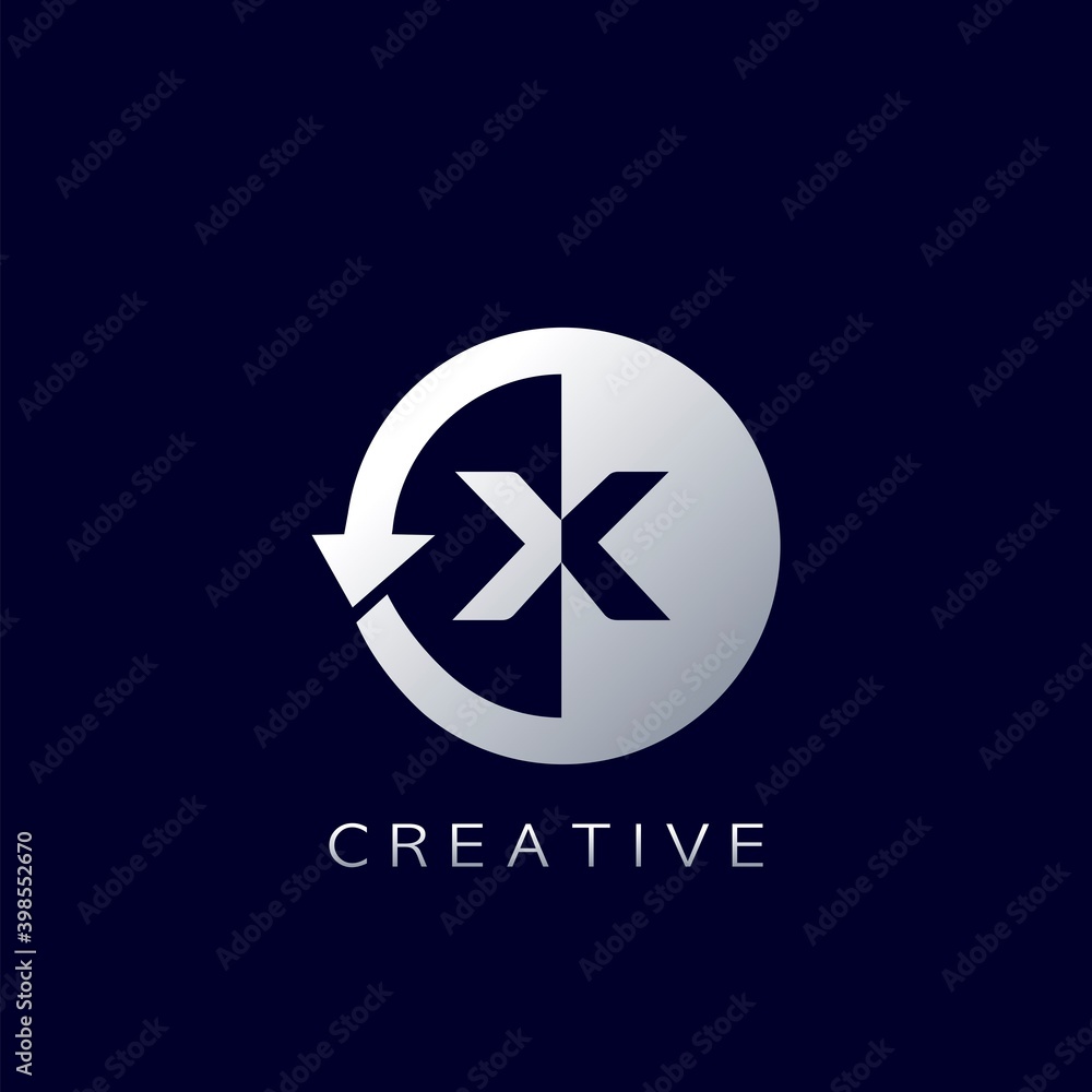 Circle Arrow Letter X Geometrical Logo Negative Space Vector Design Circle Arrow Letter X Geometrical Logo Negative Space Vector Design