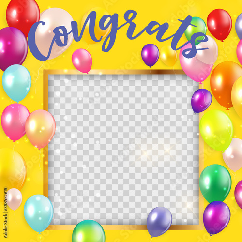 Congratulations design template background. Vector illustration. Square Template for social networks and messengers. EPS10