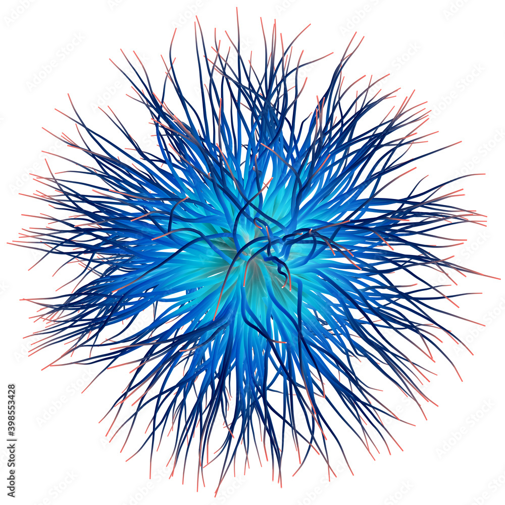 Obraz premium 3D illustration of three-dimensional object like a virus on white background.