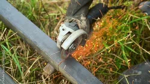 Wallpaper Mural Angle grinder causing sparks. Cutting machine used to cut metal Torontodigital.ca
