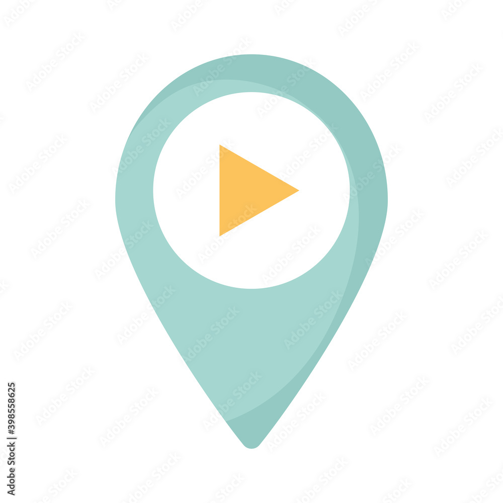 location mark with blue color and one symbol of play in the middle of it location mark with blue color and one symbol of play in the middle of it