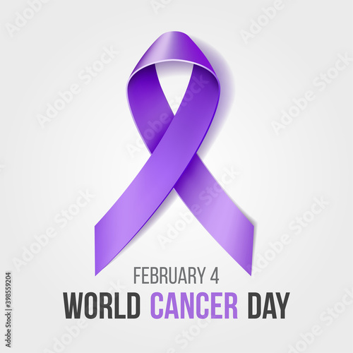 World Cancer Day concept. Vector Illustration with purple ribbon symbol