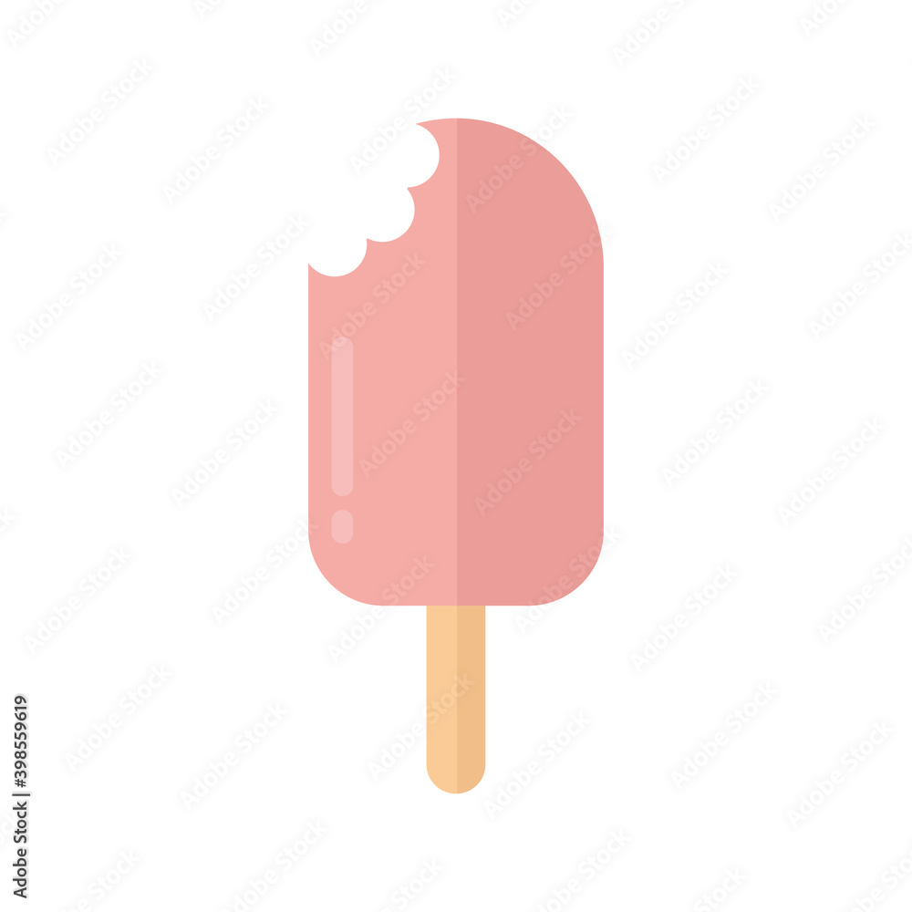 ice cream with a bite and pink color ice cream with a bite and pink color