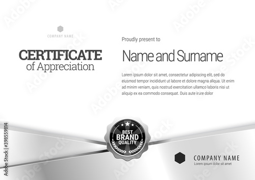 Certificate template. Diploma of modern design or gift certificate. Vector illustration.