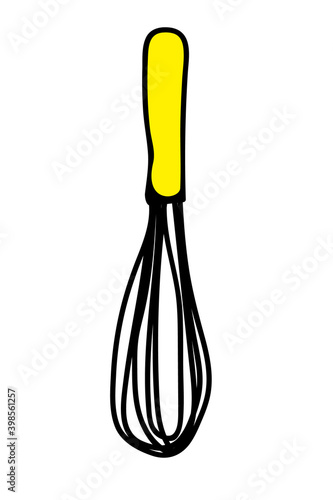Hand drawn vector illustration of kitchen beater. Doodle style in color.