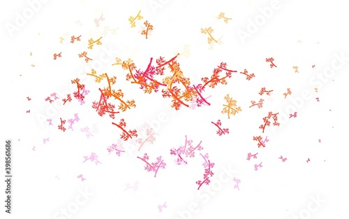Light Pink, Yellow vector doodle background with branches.