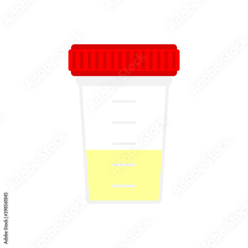 Analysis of urine. Plastic jar for analysis. Feces and urine collection container
