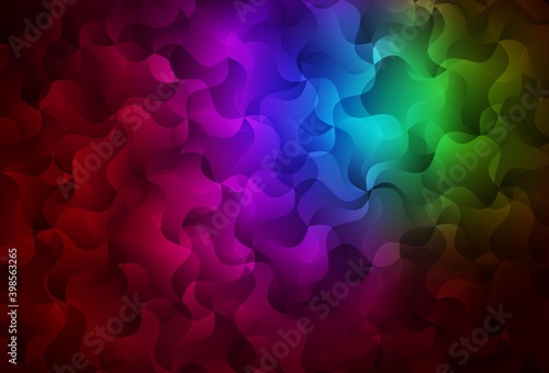 Dark Multicolor vector template with curved lines.