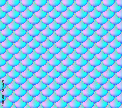 Holographic rainbow background. Gold scales. Mermaid print.