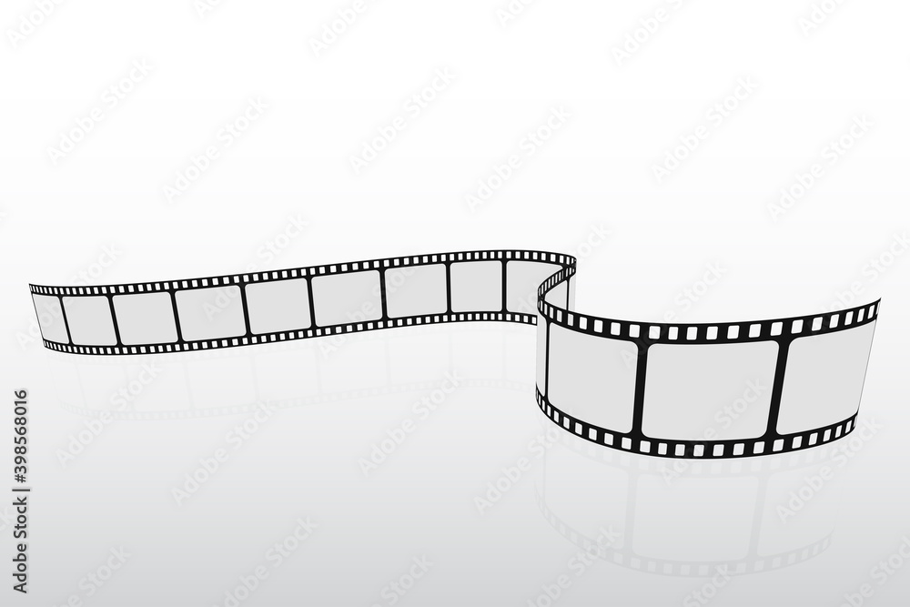 Isometric film strip. Cinema background. Realistic blank negative film frames for your element design or text. Movie template concept for festival, banner, brochure, flyer, leaflet, poster. Art design