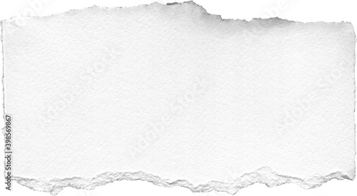 White deckle edges paper tears on the white isolated background. Creative colorful collage pieces of paper textures.