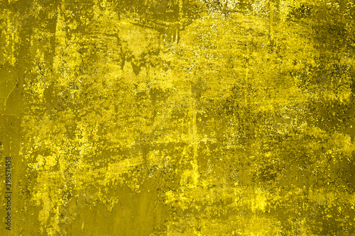 Metallic surface scratched and stained. Tinted in color 2021 illuminating yellow