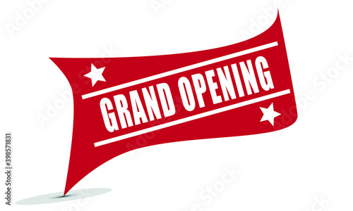 RED BANNER FLAG GRAND OPENING WITH STARS
