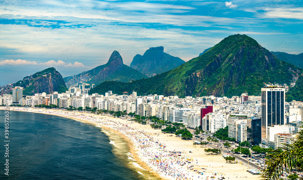 Panorama of Copacabana Seaside in Rio de Janeiro, Brazil