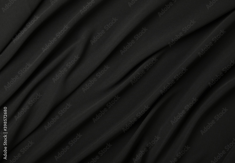 Background of black textile folded pleats