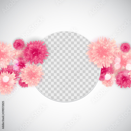 Cute Background with Frame and Flowers Collection Set. Vector Illustration EPS10. Square Template for social networks and messengers on a transparent background. EPS10
