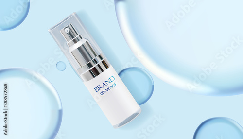 Beauty cosmetic product poster, with Water drop background.3d illustration.