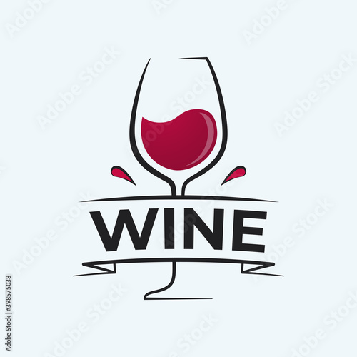 Wine logo with wine glass on white background
