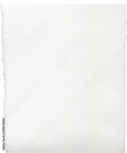 White deckle edges paper tears on the white isolated background. Creative collage pieces of paper textures. photo