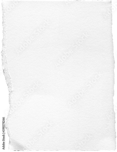 White deckle edges paper tears on the white isolated background. Creative collage pieces of paper textures.