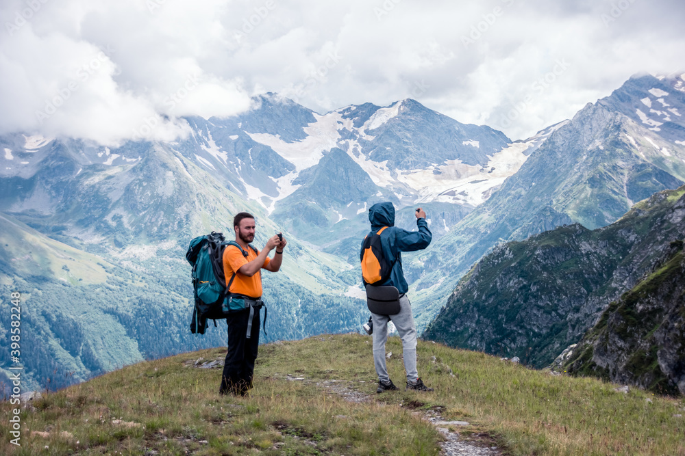 Fototapeta premium Photos of people. Mountains of the Caucasus. Travel to Arkhyz. Fascinating views