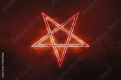 Canvas Print Reversed Pentagram symbol, Satanic sign