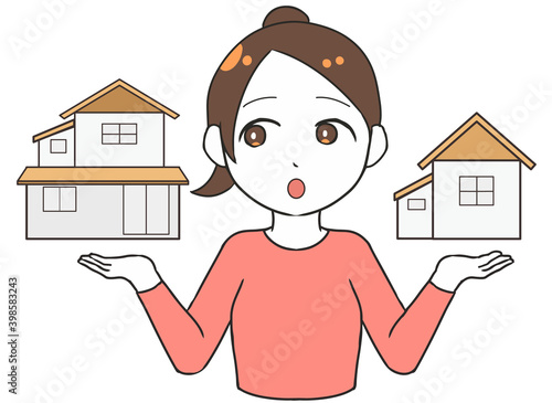 家を比較する　左視線　女性