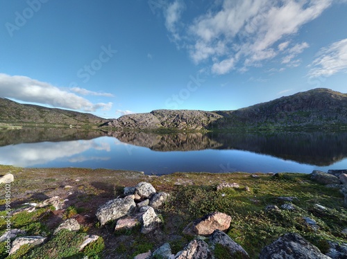 landscape with lake and mountains