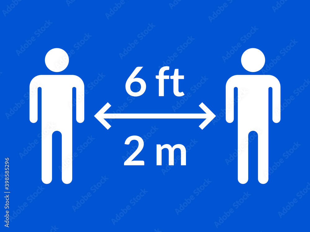 Social Distancing Keep Your Distance or Maintain a Distance of 6 ft / 6 Feet or 2 m / 2 Metres Icon. Vector Image. Social Distancing Keep Your Distance or Maintain a Distance of 6 ft / 6 Feet or 2 m / 2 Metres Icon. Vector Image.