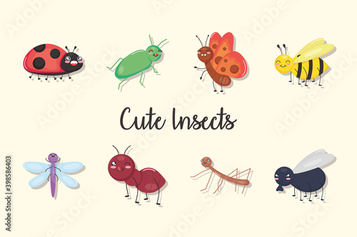 cute insects icon set, colorful design © Jeronimo Ramos