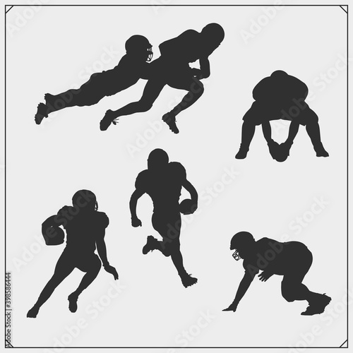 Set of soccer and football player silhouette. Vector.