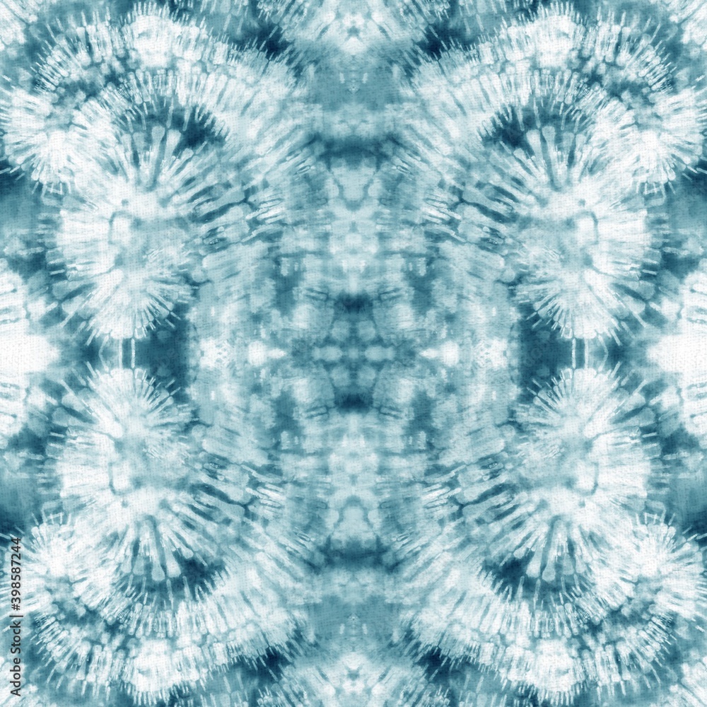 Tie dye seamless tile pattern. Watercolor pattern design on subtle white fabric texture. Tie dye seamless tile pattern. Watercolor pattern design on subtle white fabric texture.