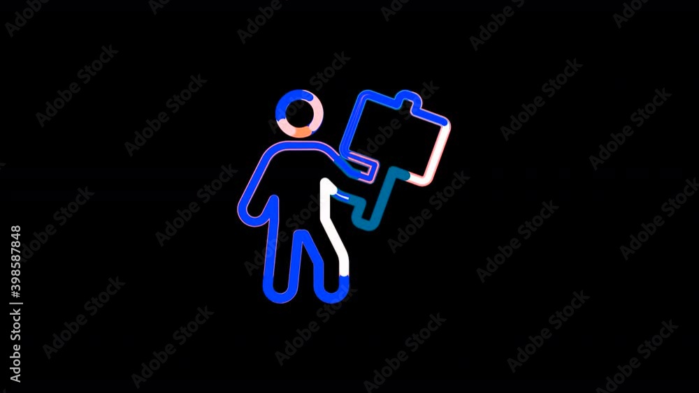 Circles gather in symbol person sign. After it crumbles in a line and moves to the camera. Alpha channel black Circles gather in symbol person sign. After it crumbles in a line and moves to the camera. Alpha channel black
