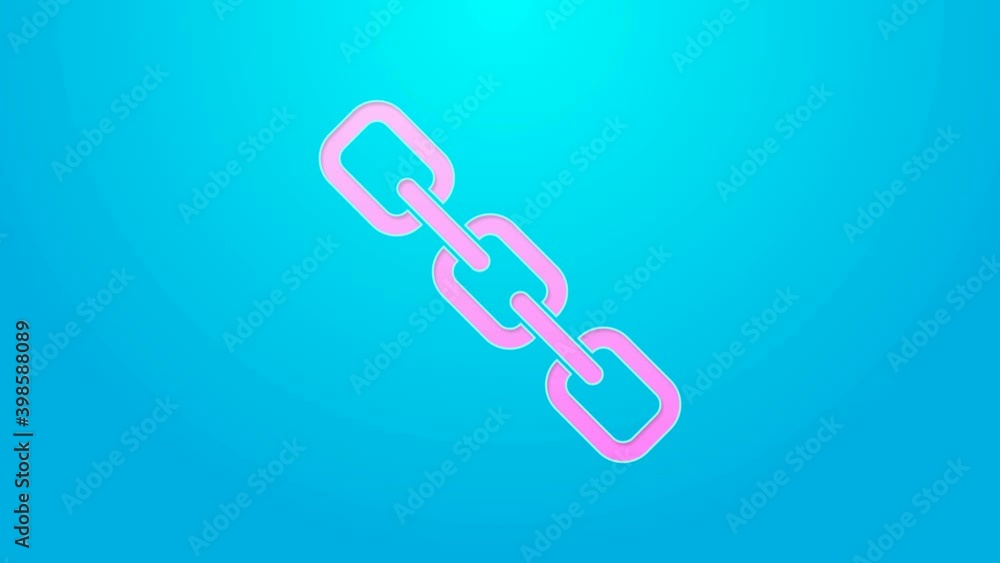 Pink line Chain link icon isolated on blue background. Link single. Hyperlink chain symbol. 4K Video motion graphic animation Pink line Chain link icon isolated on blue background. Link single. Hyperlink chain symbol. 4K Video motion graphic animation
