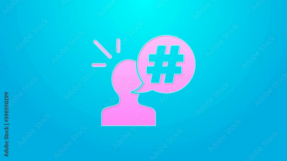 Pink line Protest icon isolated on blue background. Meeting, protester, picket, speech, banner, protest placard, petition, leader, leaflet. 4K Video motion graphic animation Pink line Protest icon isolated on blue background. Meeting, protester, picket, speech, banner, protest placard, petition, leader, leaflet. 4K Video motion graphic animation