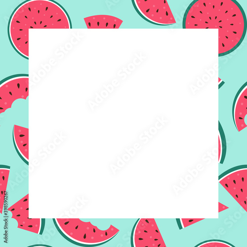 Summer Sale concept Background. Watermelons. Vector Illustration EPS10. Square Template for social networks and messengers on white background.