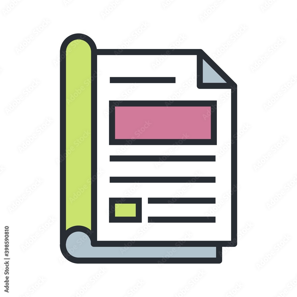 Open journal, article, magazine symbol. Flat icon. Open journal, article, magazine symbol. Flat icon.