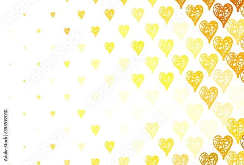 Light Yellow vector backdrop with sweet hearts.