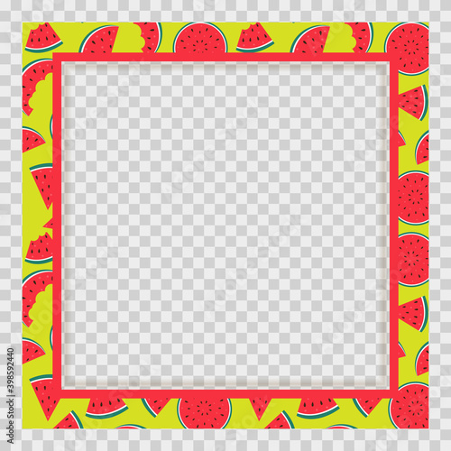 Summer Sale concept Background. Watermelons. Vector Illustration EPS10. Square Template for social networks and messengers on transparent background.