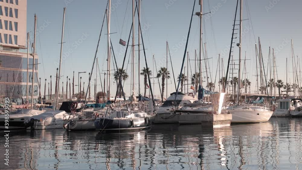 boats moored in the port of badalona, spain boats moored in the port of badalona, spain