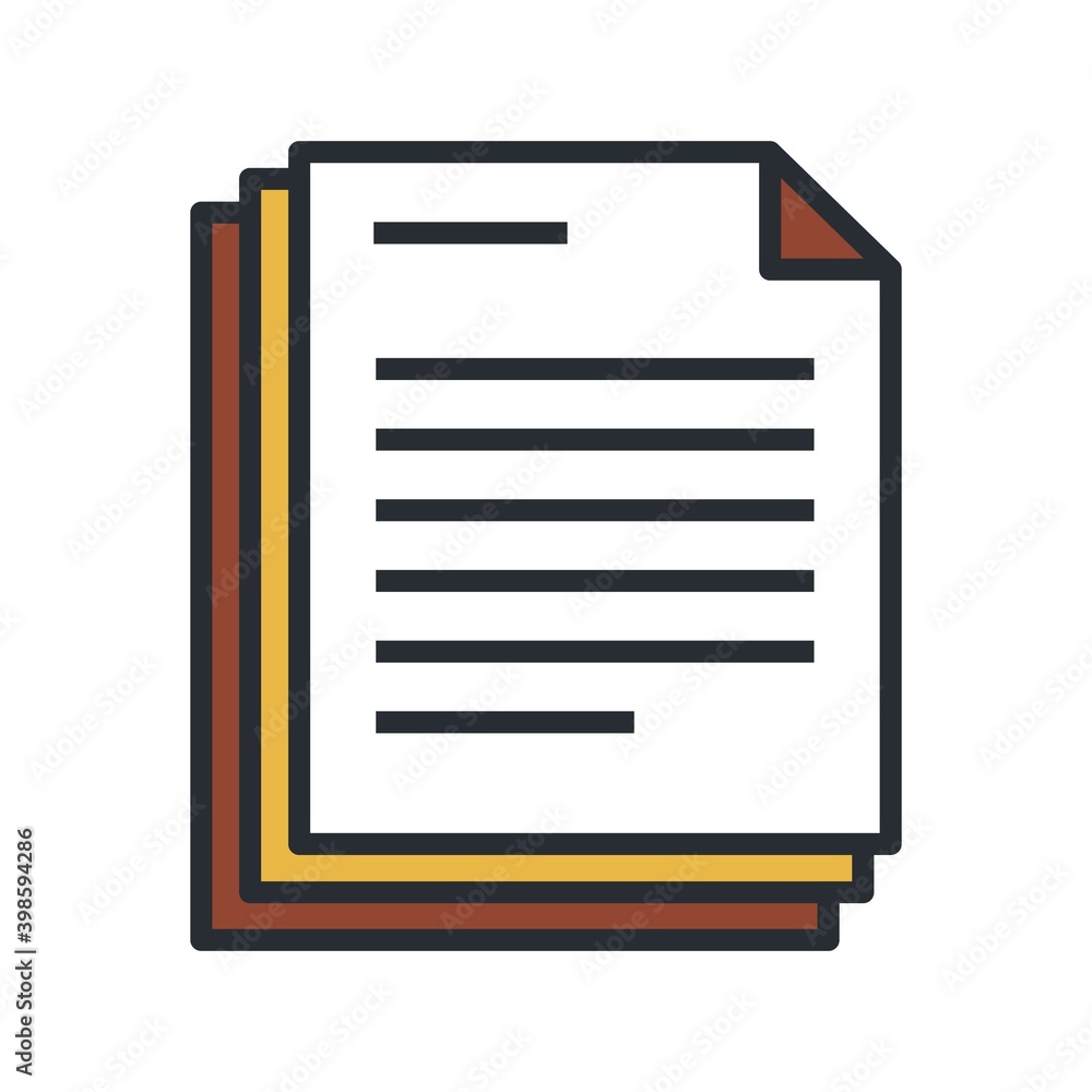 Documents icon in flat design style. Documents icon in flat design style.