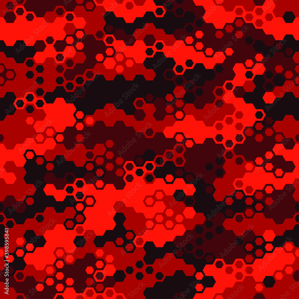 Hexagonal camouflage seamless pattern. Abstract modern geometric military endless background texture for fabric and fashion print. Vector illustration. Hexagonal camouflage seamless pattern. Abstract modern geometric military endless background texture for fabric and fashion print. Vector illustration.