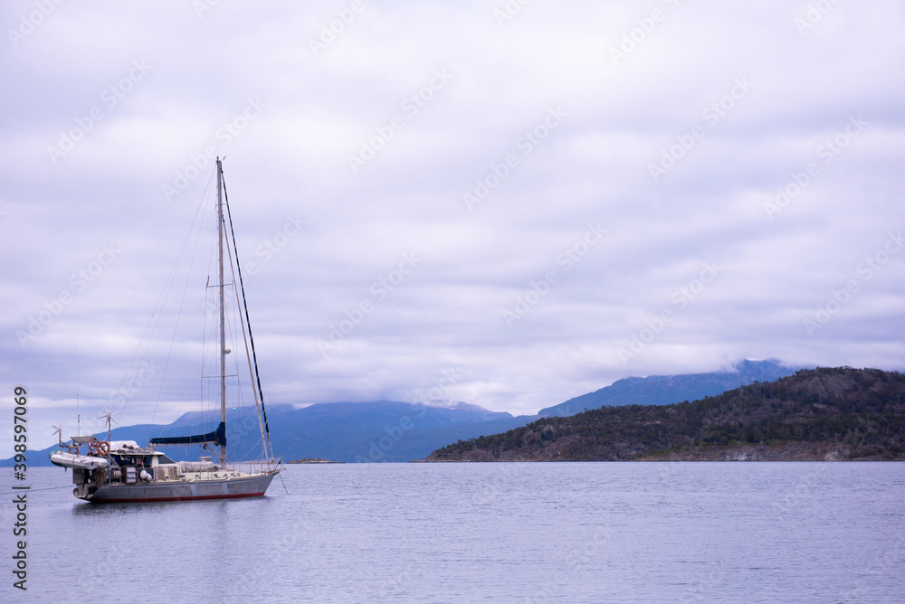 sailboat on the lake Ushuaia