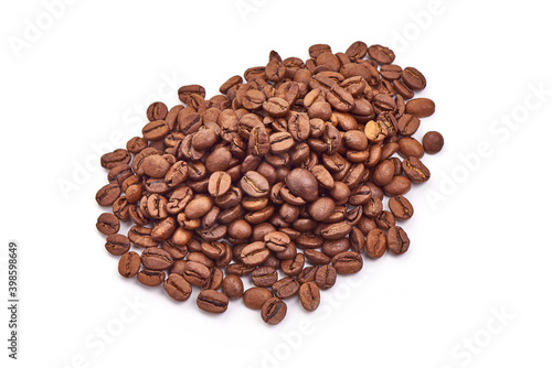 Roasted coffee beans, isolated on white background