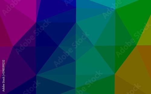 Dark Multicolor  Rainbow vector polygonal pattern. Colorful illustration in Origami style with gradient.  Triangular pattern for your business design.
