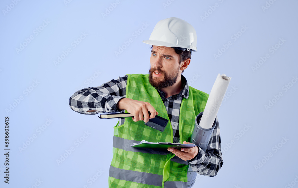 man in construction form blueprints professional safety man in construction form blueprints professional safety
